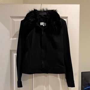 Daniel & Rebecca Black Jacket with Faux Fur Collar
